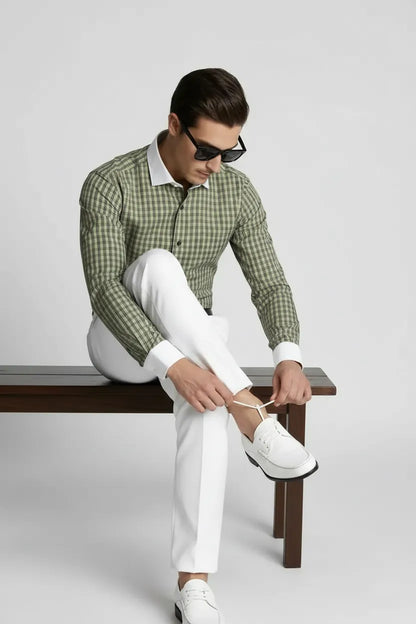 SAGE PLAID DRESS SHIRT