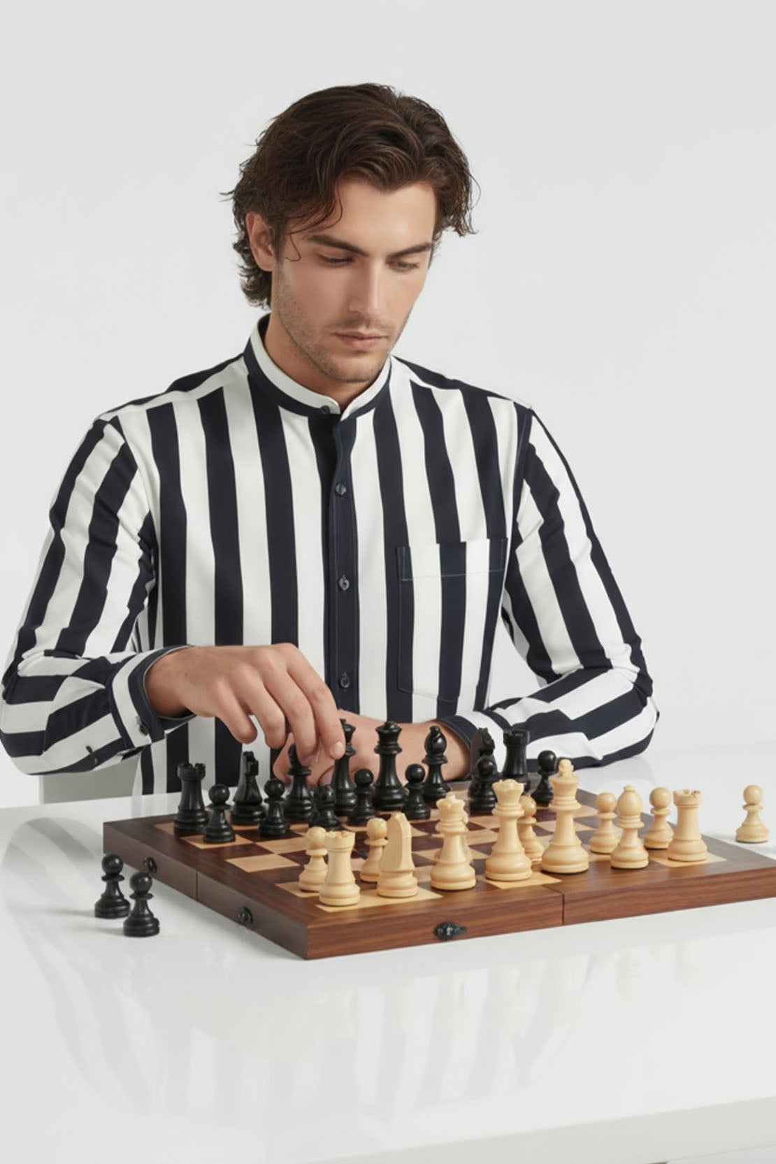 DAPPER BLACK WHITE STRIPED EXECUTIVE SHIRT