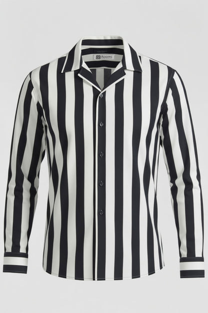 DAPPER BLACK WHITE STRIPED EXECUTIVE SHIRT