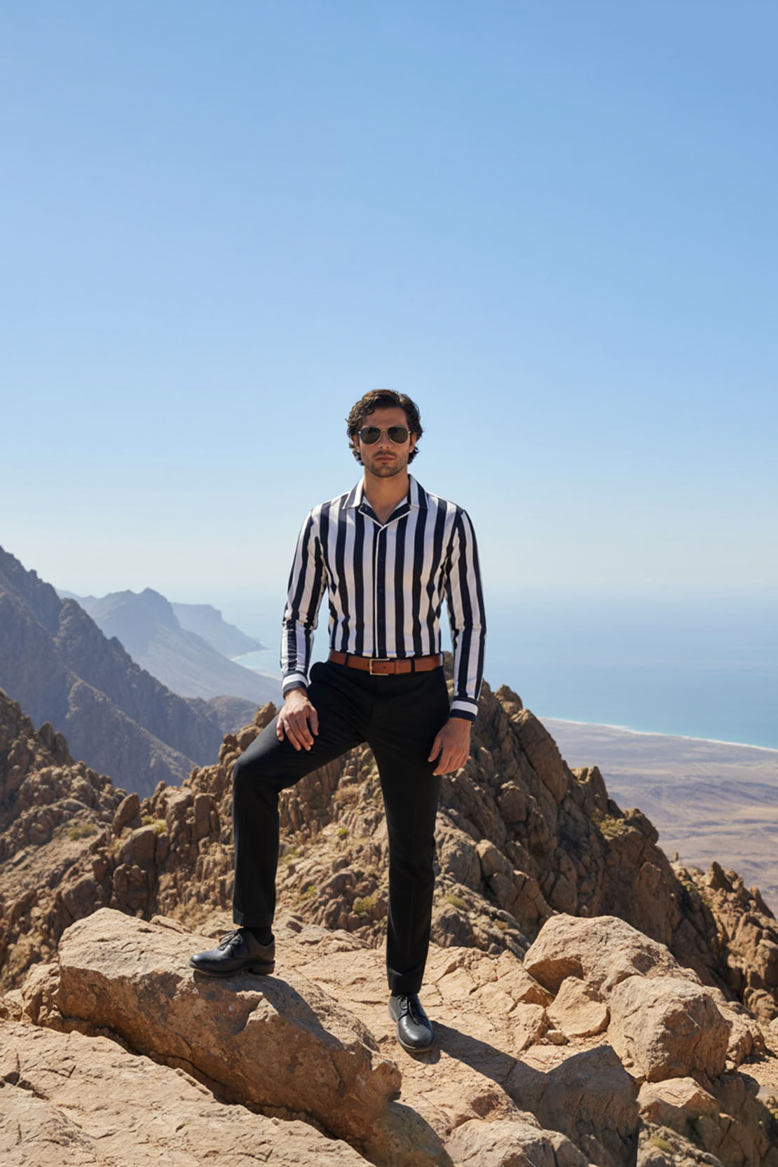 DAPPER BLACK WHITE STRIPED EXECUTIVE SHIRT