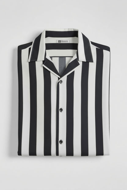 DAPPER BLACK WHITE STRIPED EXECUTIVE SHIRT