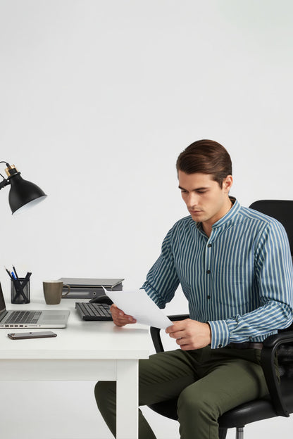 DAPPER BLUE GREEN STRIPED EXECUTIVE SHIRT