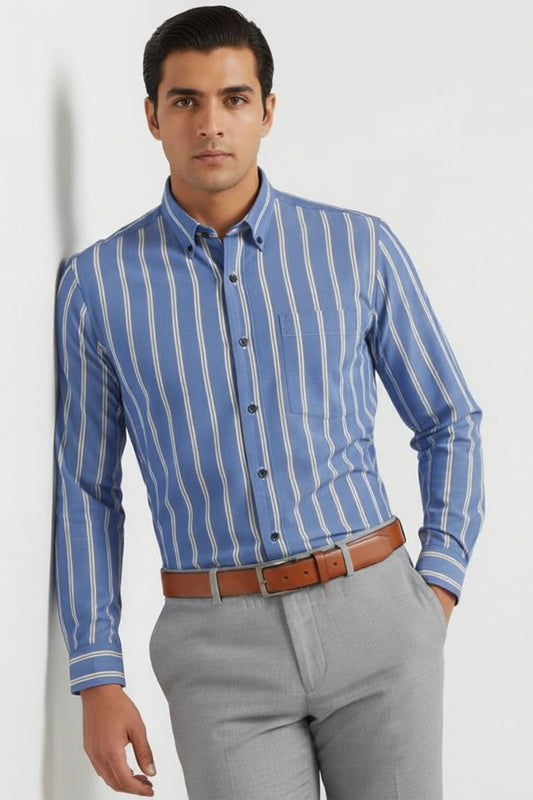 BOLD STRIPE ROYAL BLUE SHIRT