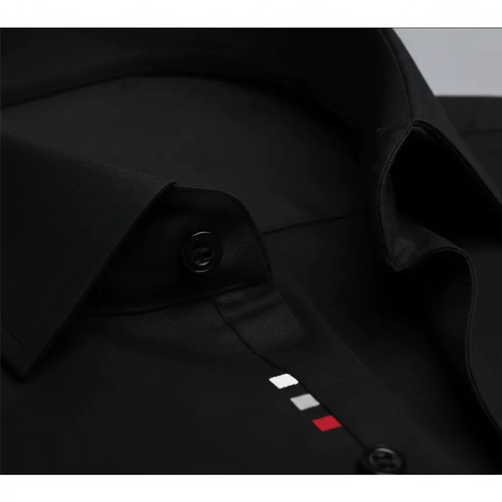 BLACK SHIRT WITH STYLISH ACCENT