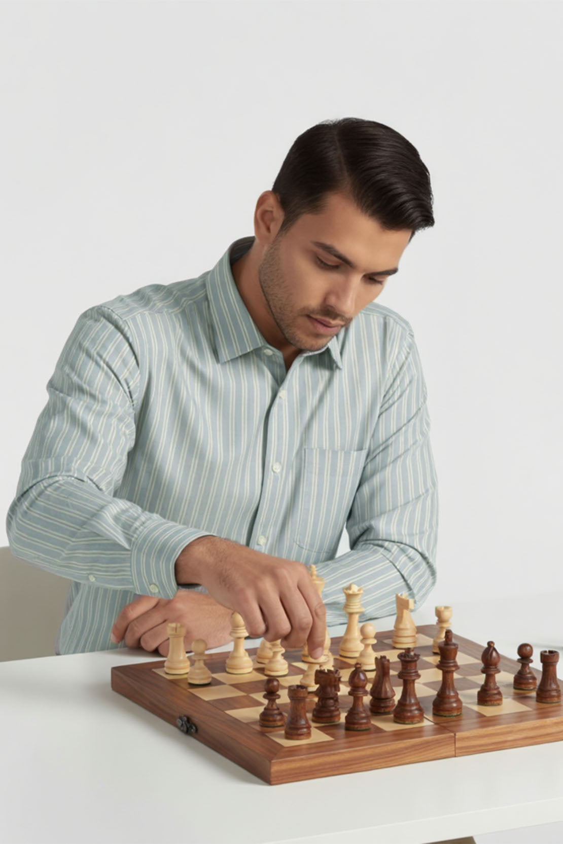 ELEGANT PASTEL BLUE STRIPED DRESS SHIRT