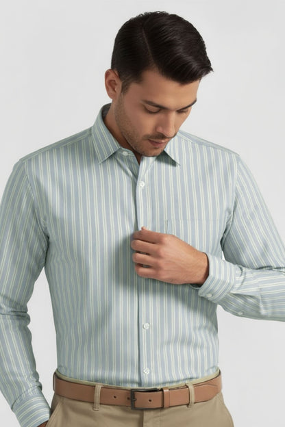 ELEGANT PASTEL BLUE STRIPED DRESS SHIRT