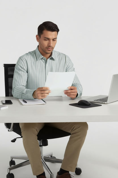 ELEGANT PASTEL BLUE STRIPED DRESS SHIRT