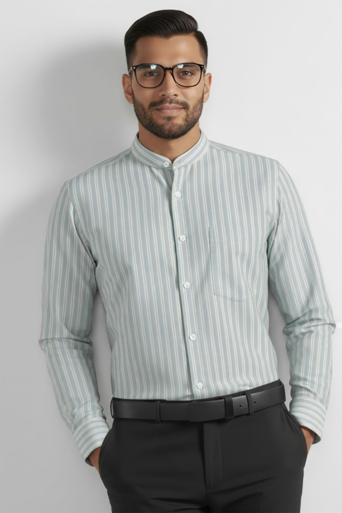 POWDER BLUE STRIPE BUSINESS SHIRT