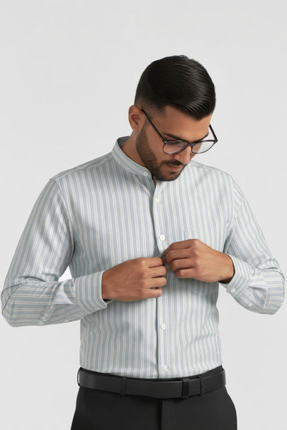 POWDER BLUE STRIPE BUSINESS SHIRT
