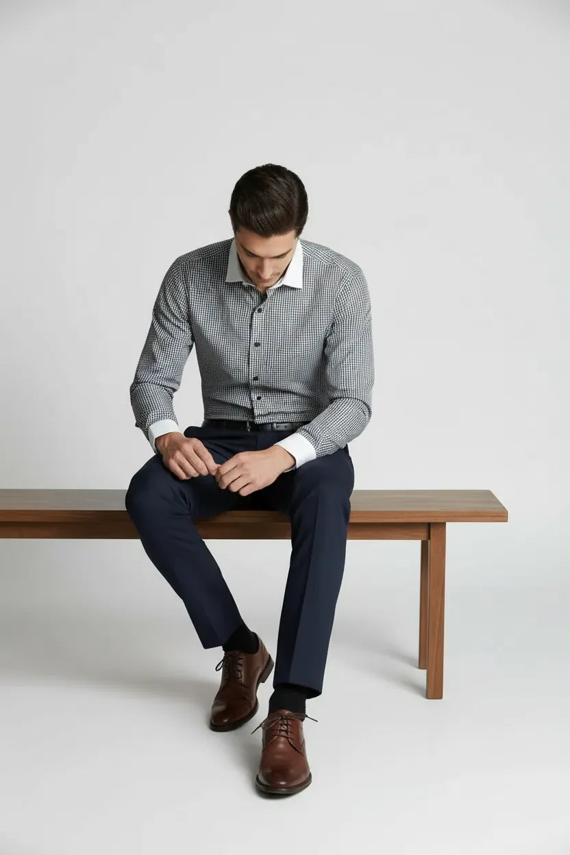 CHARCOAL GINGHAM CHECK SHIRT