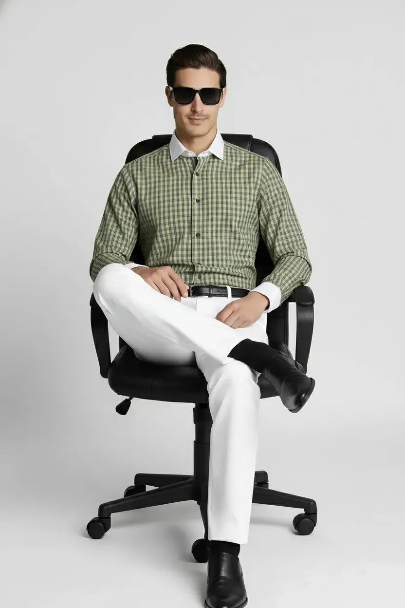 SAGE PLAID DRESS SHIRT