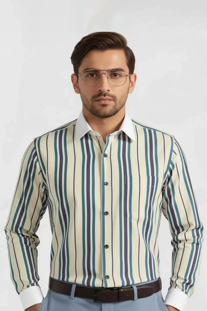 CLASSIC CREAM MULTI-STRIPE SHIRT