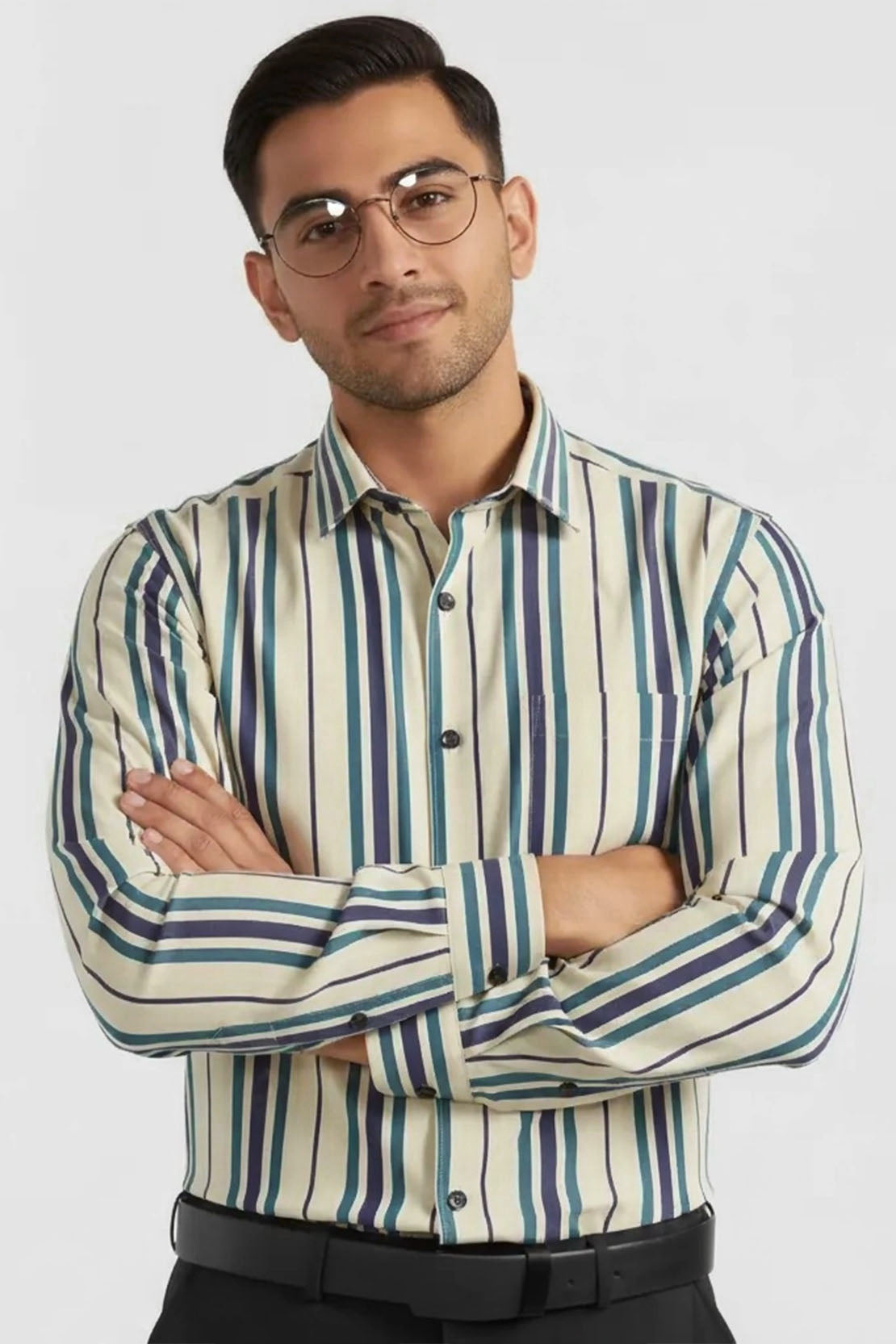 REGAL TEAL LINEWORK FORMAL SHIRT