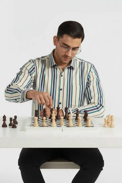 REGAL TEAL LINEWORK FORMAL SHIRT