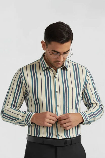 REGAL TEAL LINEWORK FORMAL SHIRT