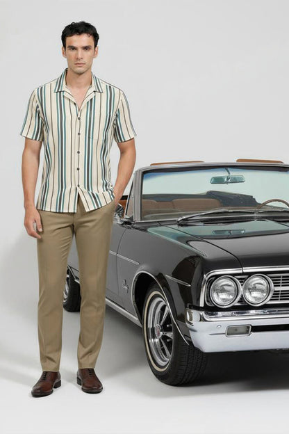 DUAL-TONE VERTICAL STRIPE SHIRT