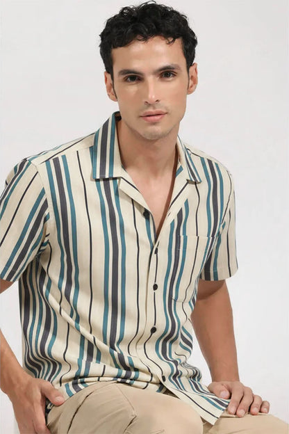 DUAL-TONE VERTICAL STRIPE SHIRT