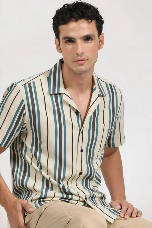 DUAL-TONE VERTICAL STRIPE SHIRT