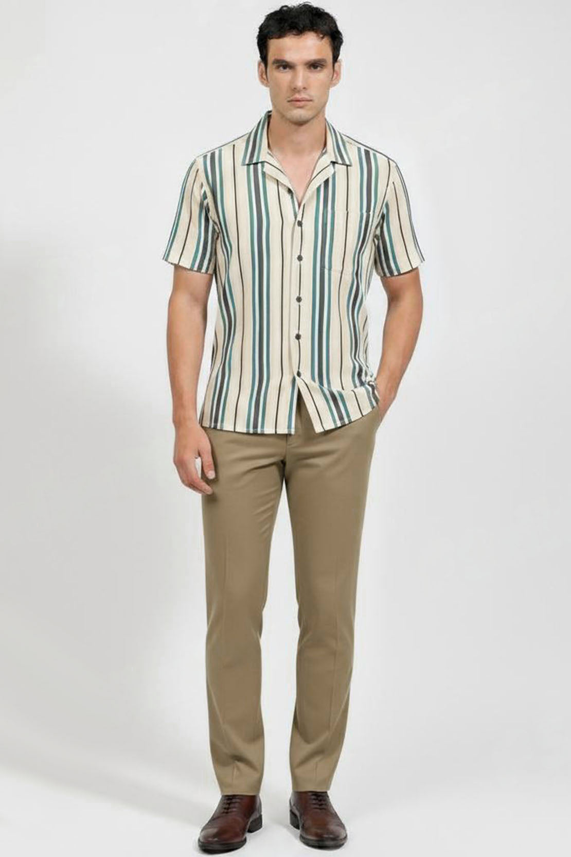 DUAL-TONE VERTICAL STRIPE SHIRT