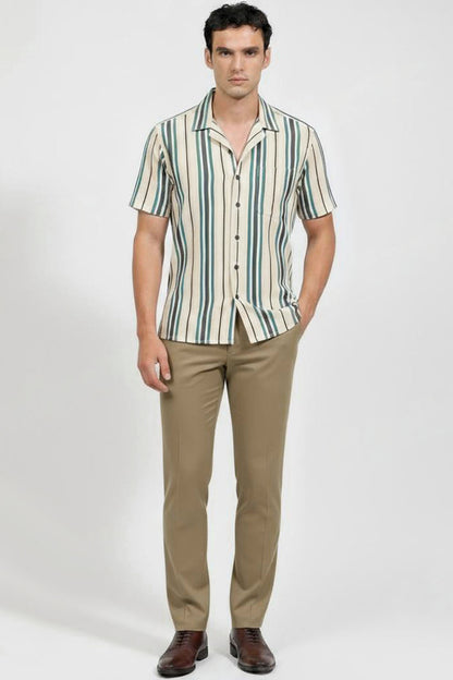 DUAL-TONE VERTICAL STRIPE SHIRT