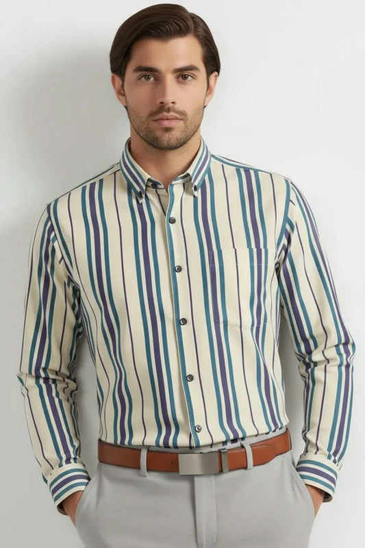 TEAL BREEZE PREMIUM STRIPE SHIRT