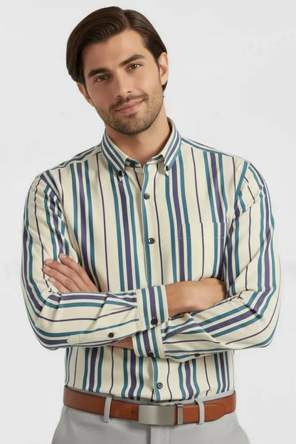 TEAL BREEZE PREMIUM STRIPE SHIRT