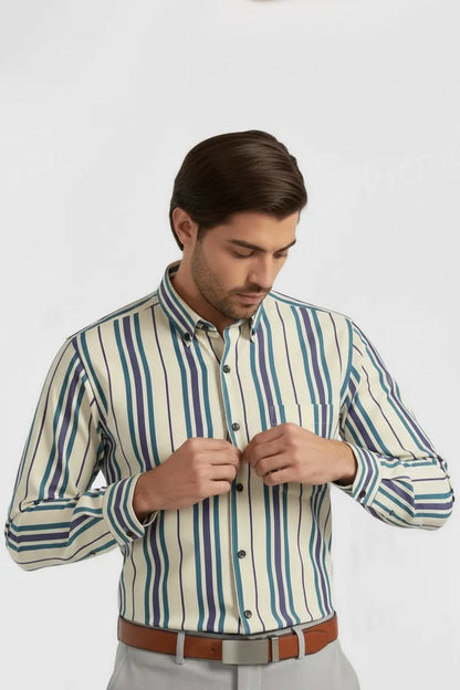 TEAL BREEZE PREMIUM STRIPE SHIRT