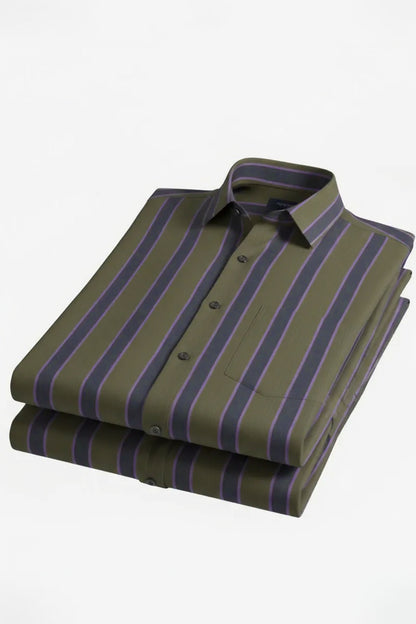 HERITAGE OLIVE VERTICAL STRIPE SHIRT