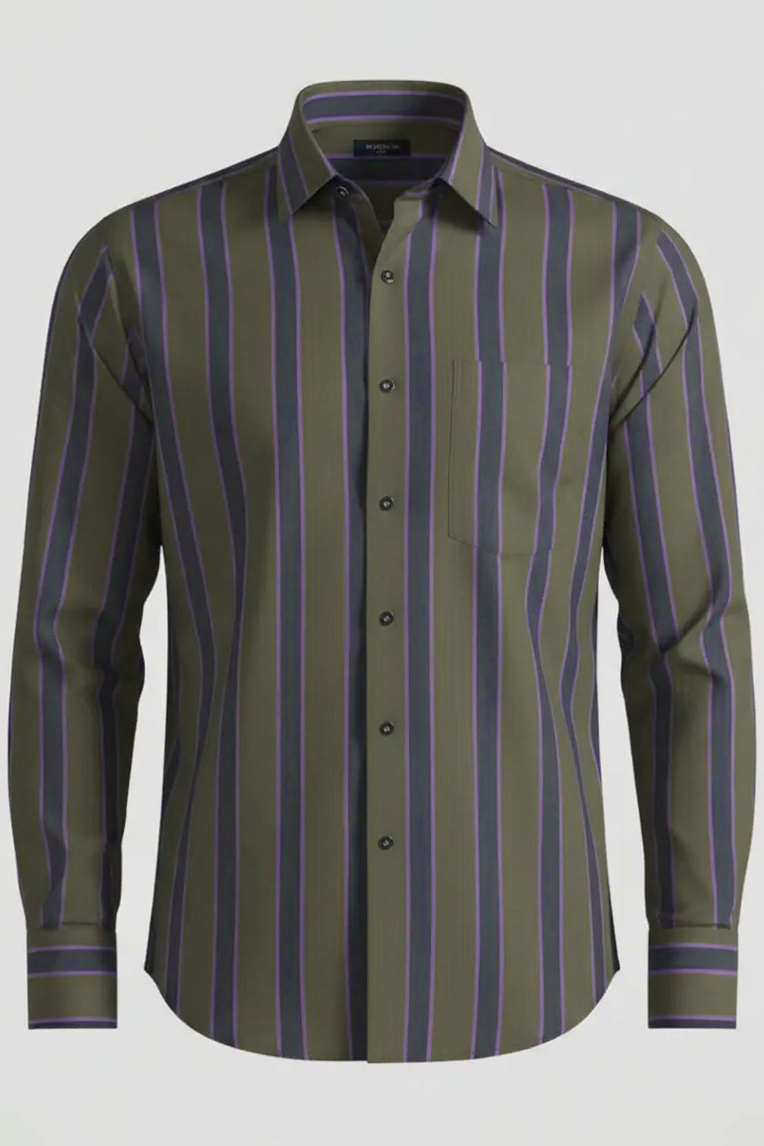 HERITAGE OLIVE VERTICAL STRIPE SHIRT