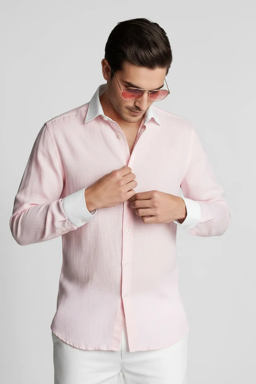 LIGHTWEIGHT PINK LINEN SHIRT