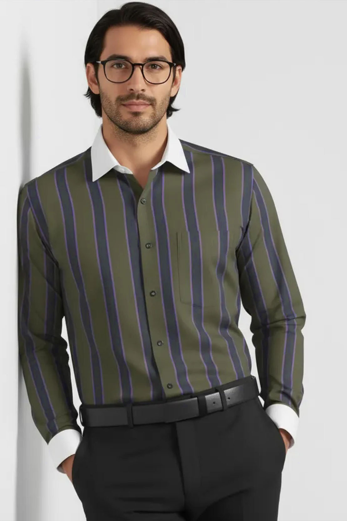 SOPHISTICATED FORMAL SHIRT - GREEN PURPLE