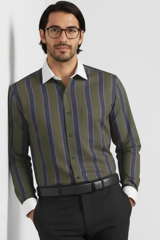 SOPHISTICATED FORMAL SHIRT - GREEN PURPLE