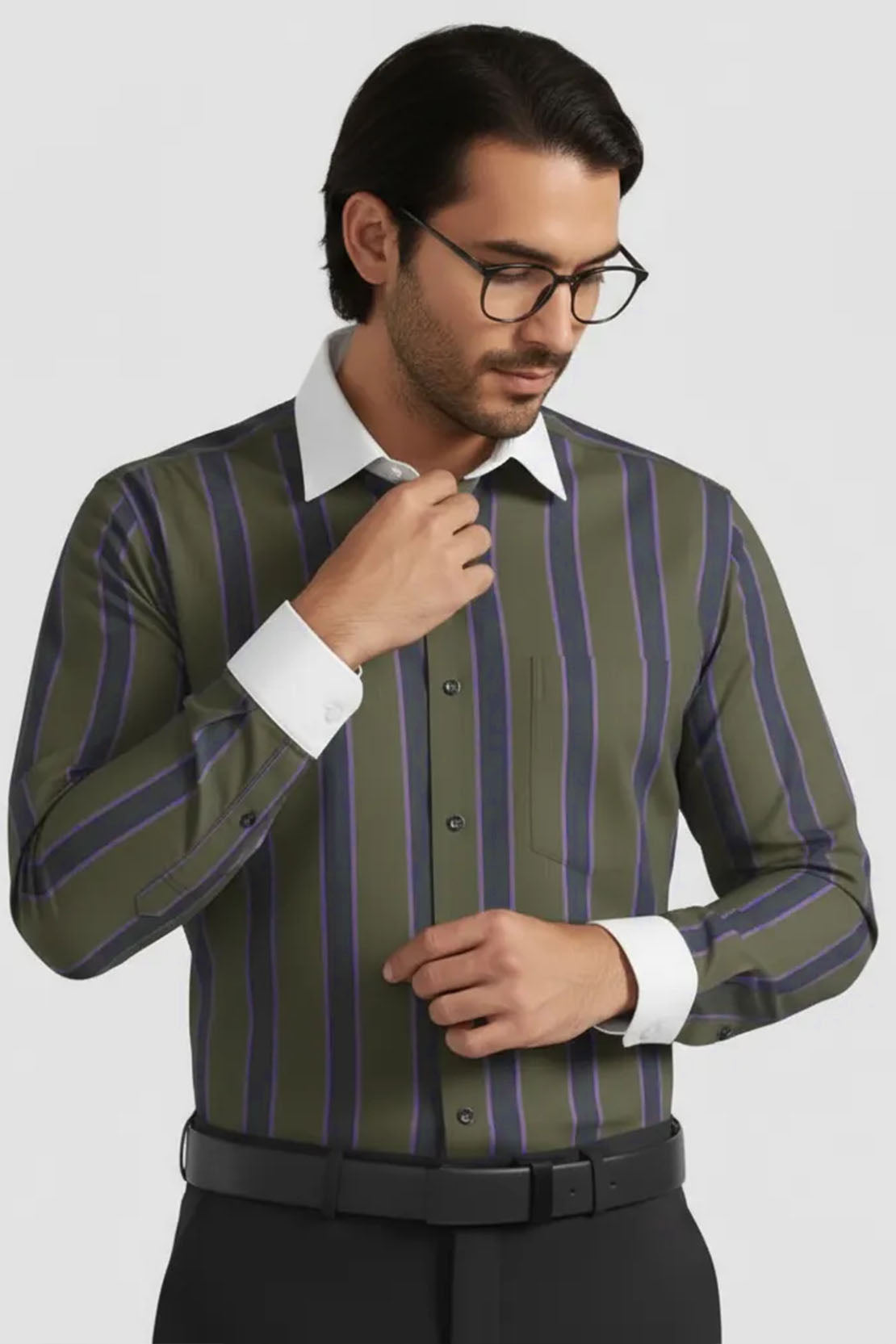 SOPHISTICATED FORMAL SHIRT - GREEN PURPLE