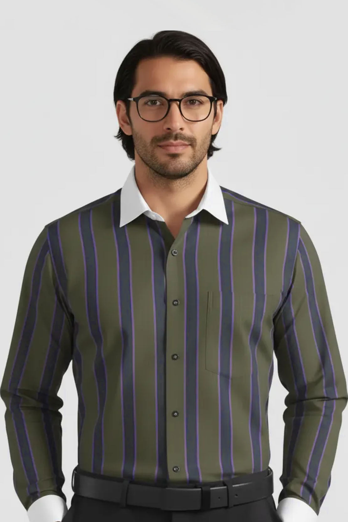 SOPHISTICATED FORMAL SHIRT - GREEN PURPLE