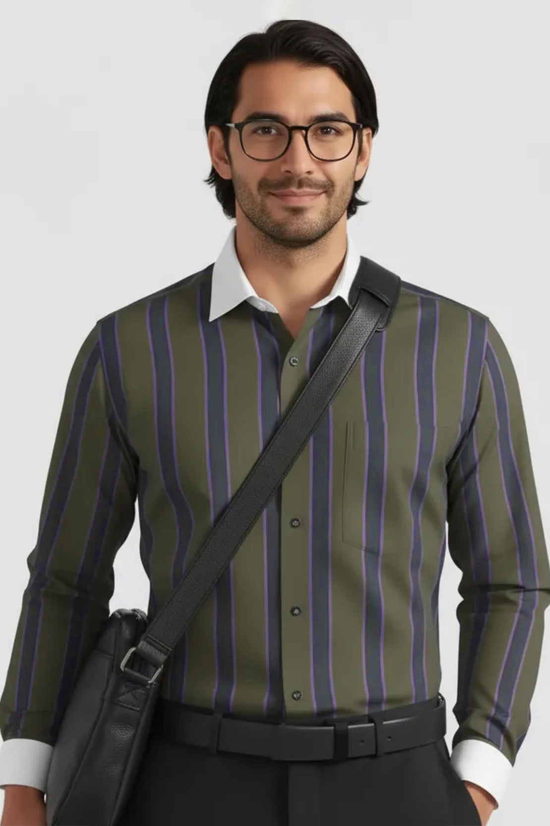 SOPHISTICATED FORMAL SHIRT - GREEN PURPLE