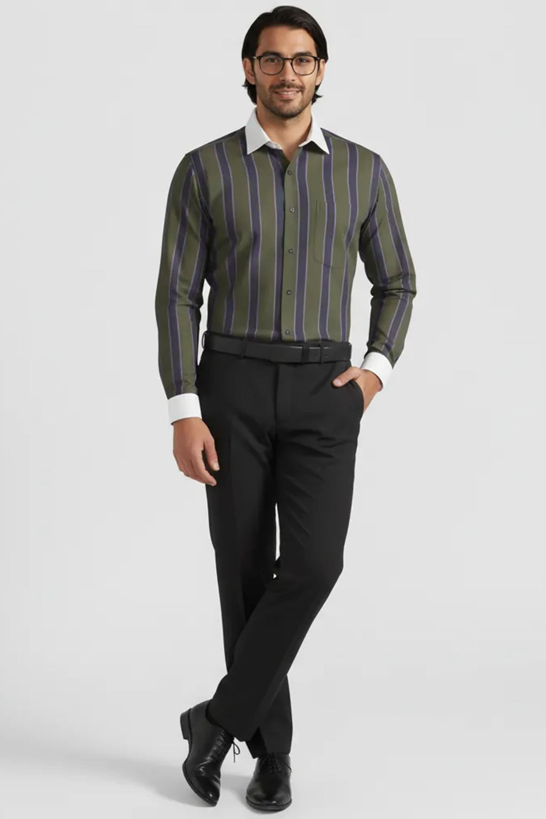 SOPHISTICATED FORMAL SHIRT - GREEN PURPLE