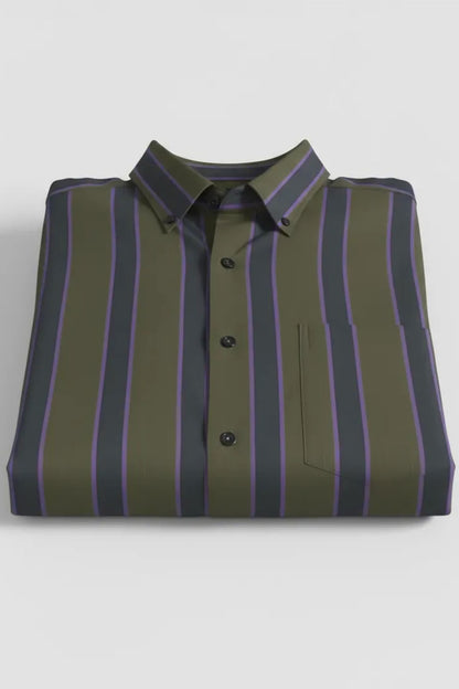 URBAN OLIVE MULTI-STRIPE SHIRT