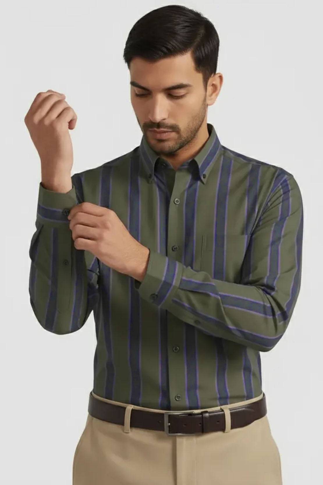 URBAN OLIVE MULTI-STRIPE SHIRT