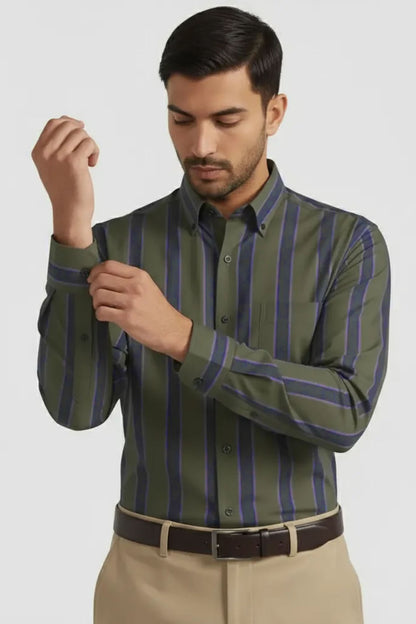 URBAN OLIVE MULTI-STRIPE SHIRT