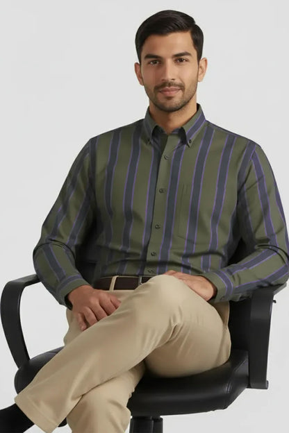 URBAN OLIVE MULTI-STRIPE SHIRT