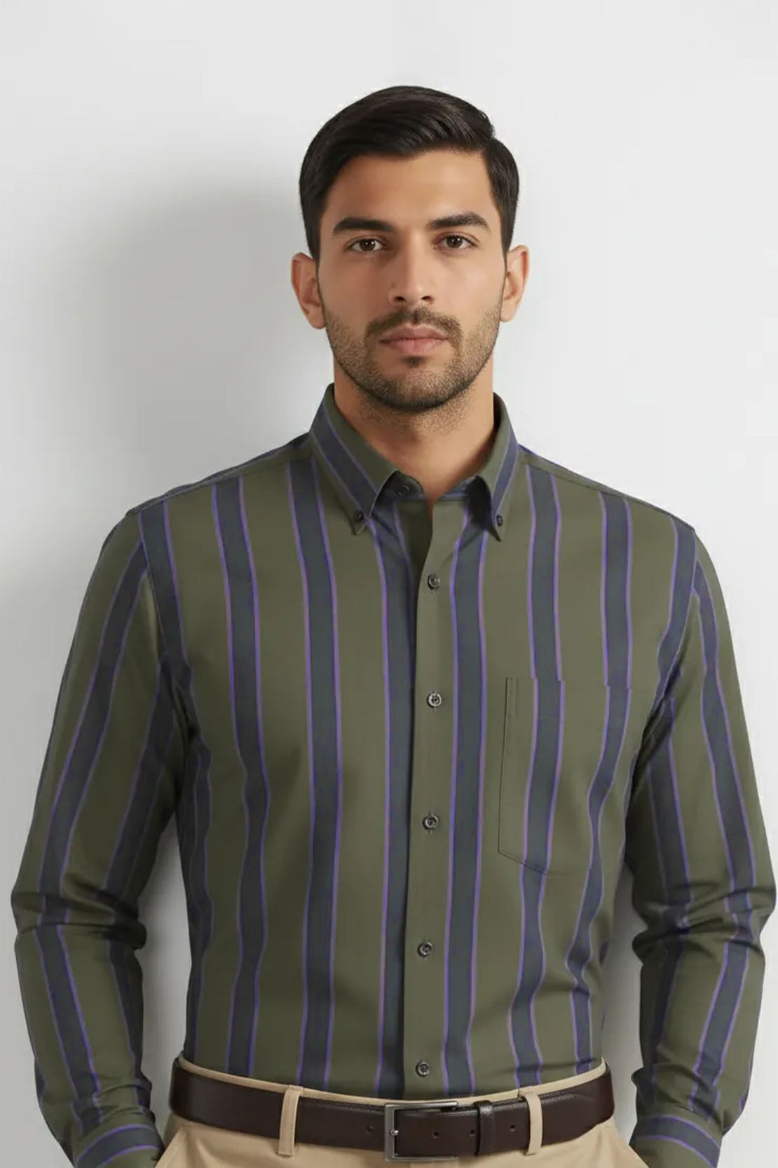 URBAN OLIVE MULTI-STRIPE SHIRT