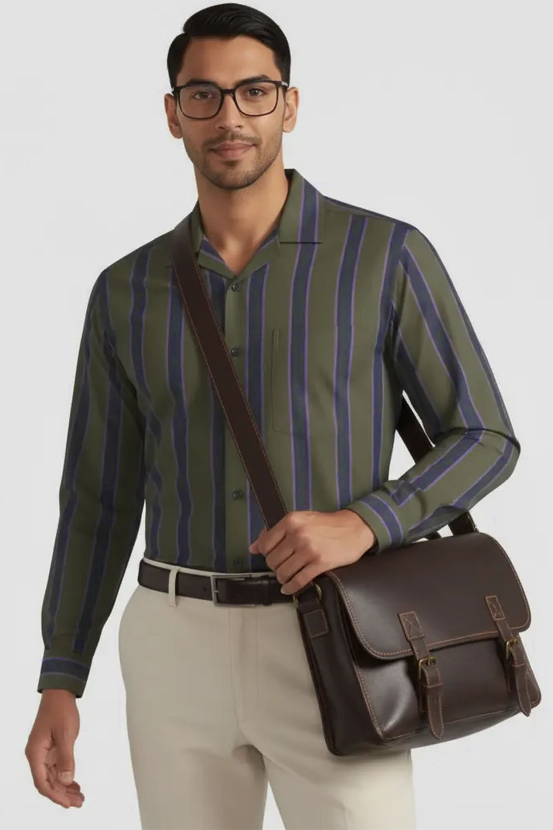 DEEP OLIVE SIGNATURE STRIPE SHIRT