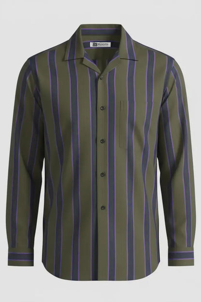 DEEP OLIVE SIGNATURE STRIPE SHIRT