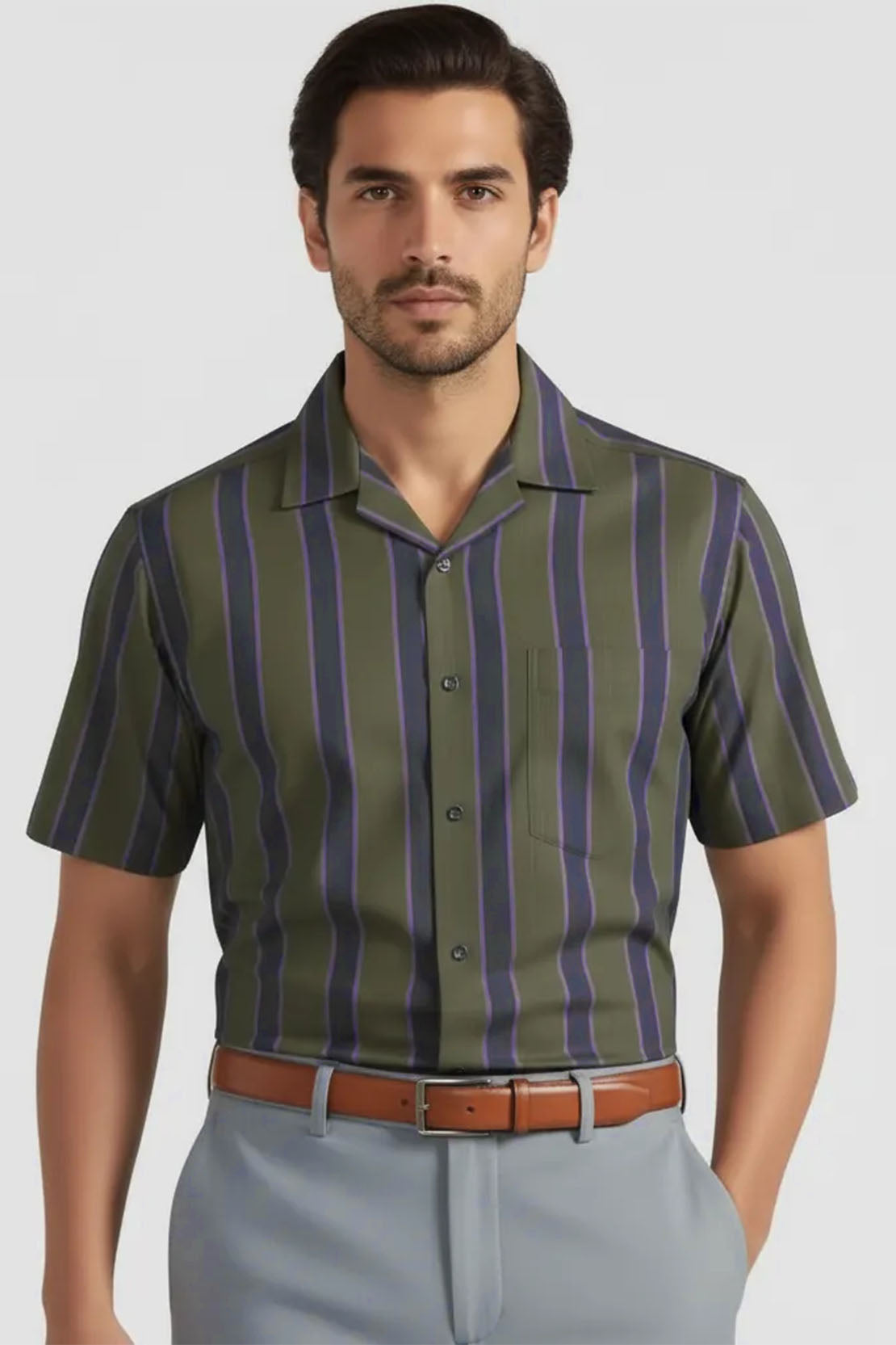 MIDNIGHT PURPLE LINE OLIVE SHIRT