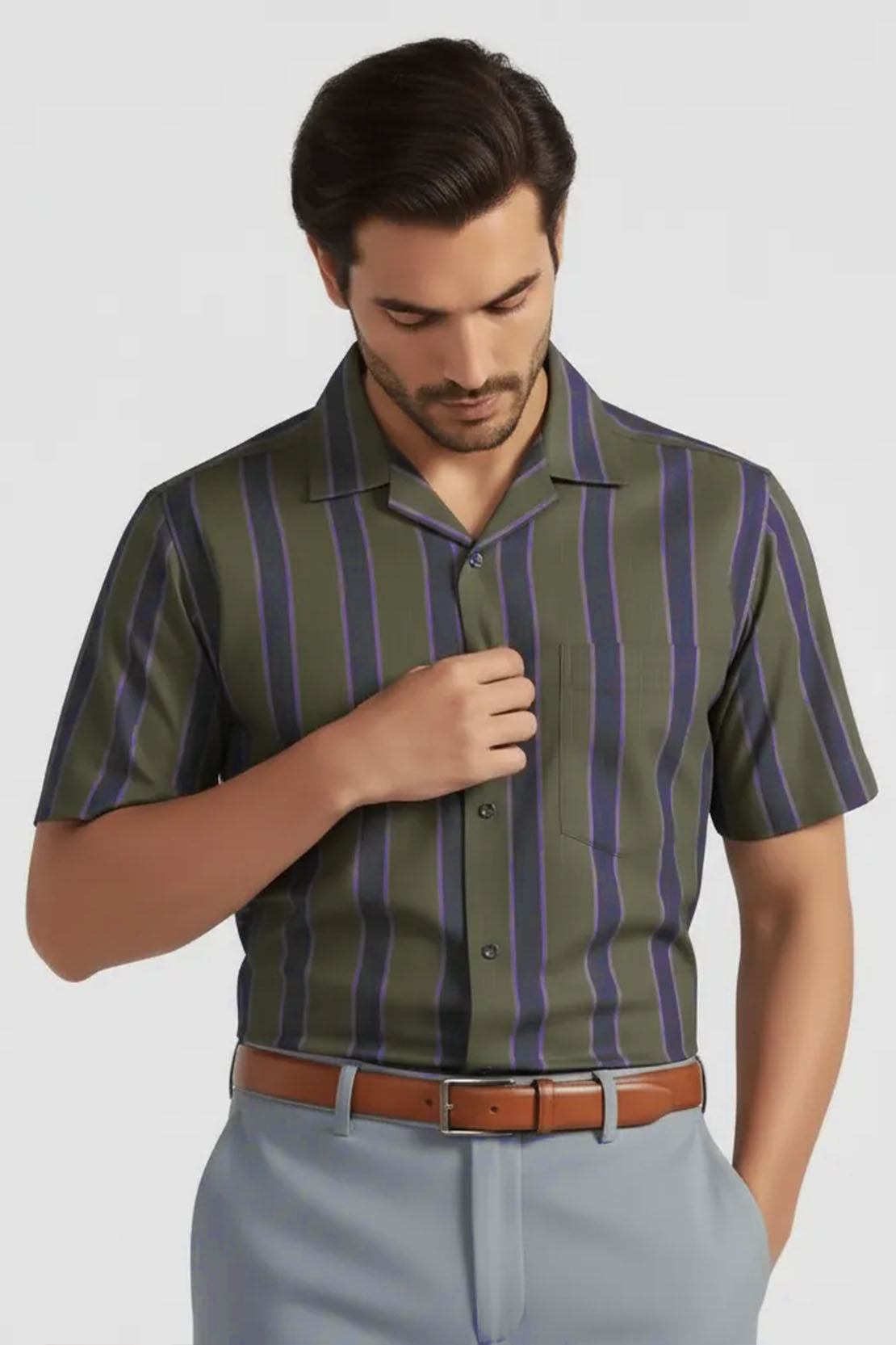 MIDNIGHT PURPLE LINE OLIVE SHIRT