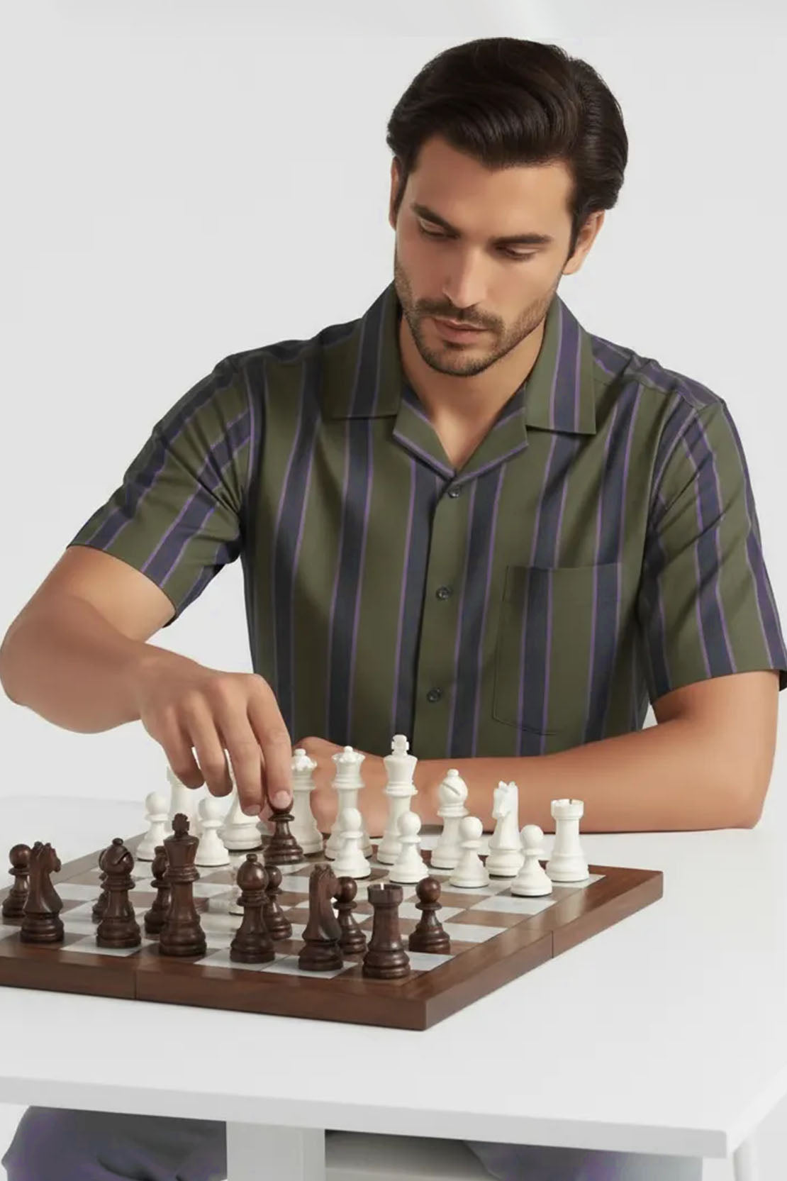 MIDNIGHT PURPLE LINE OLIVE SHIRT