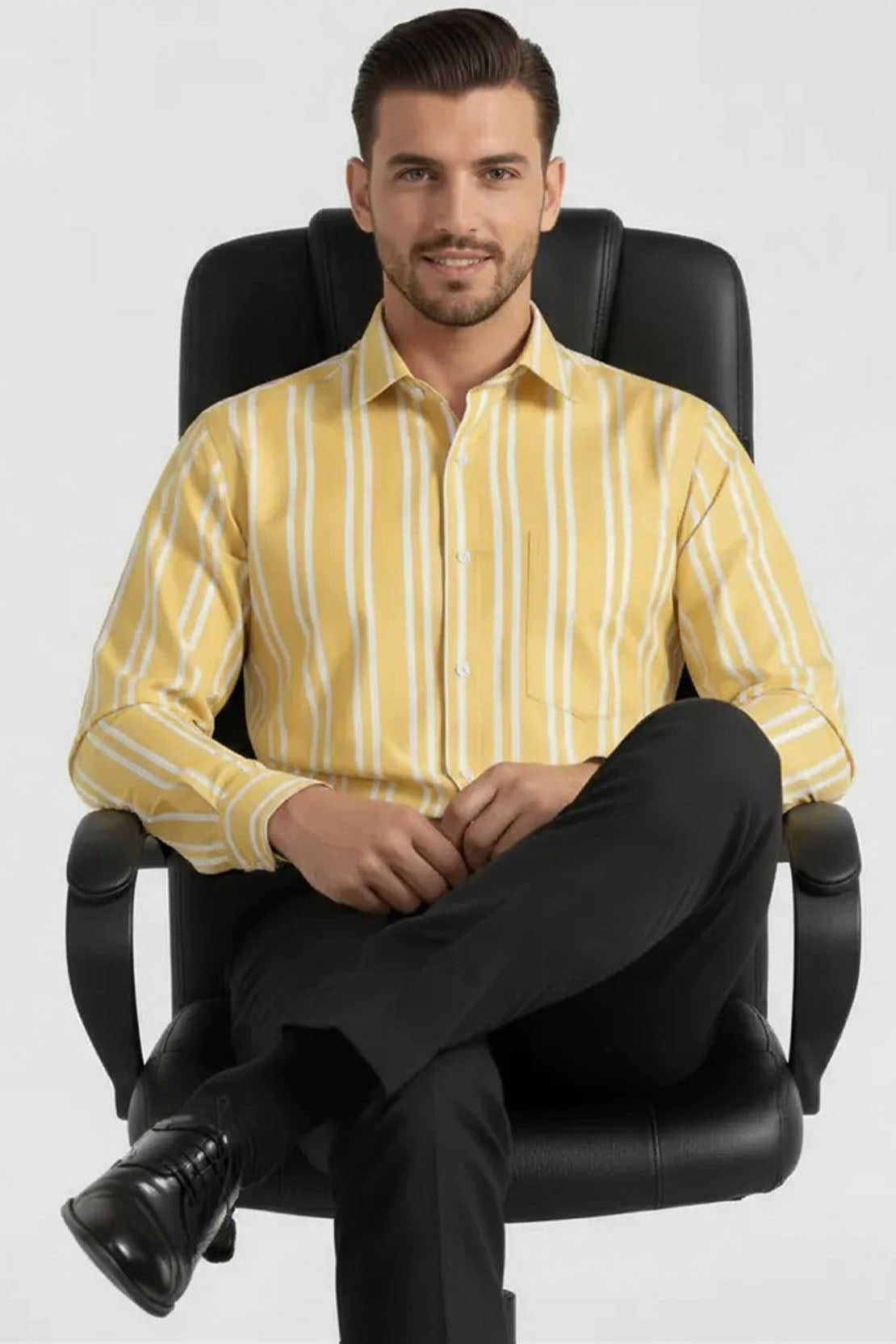 SUNLIT YELLOW STRIPE FORMAL SHIRT