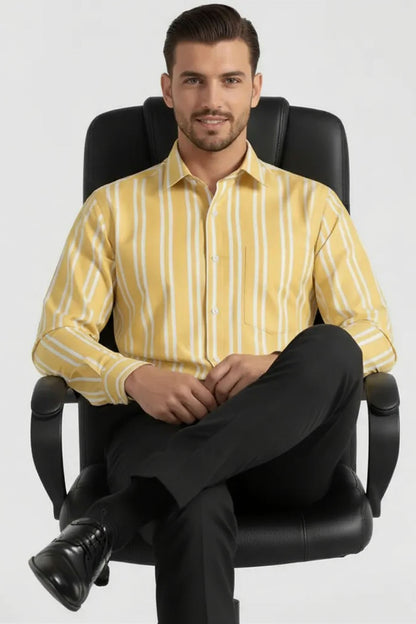 SUNLIT YELLOW STRIPE FORMAL SHIRT