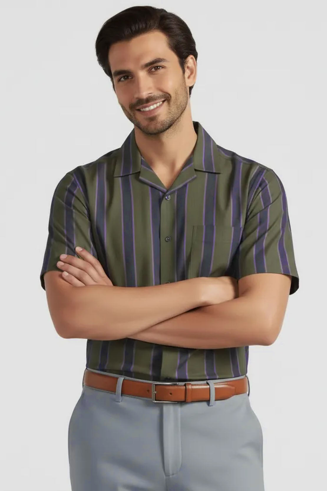 MIDNIGHT PURPLE LINE OLIVE SHIRT