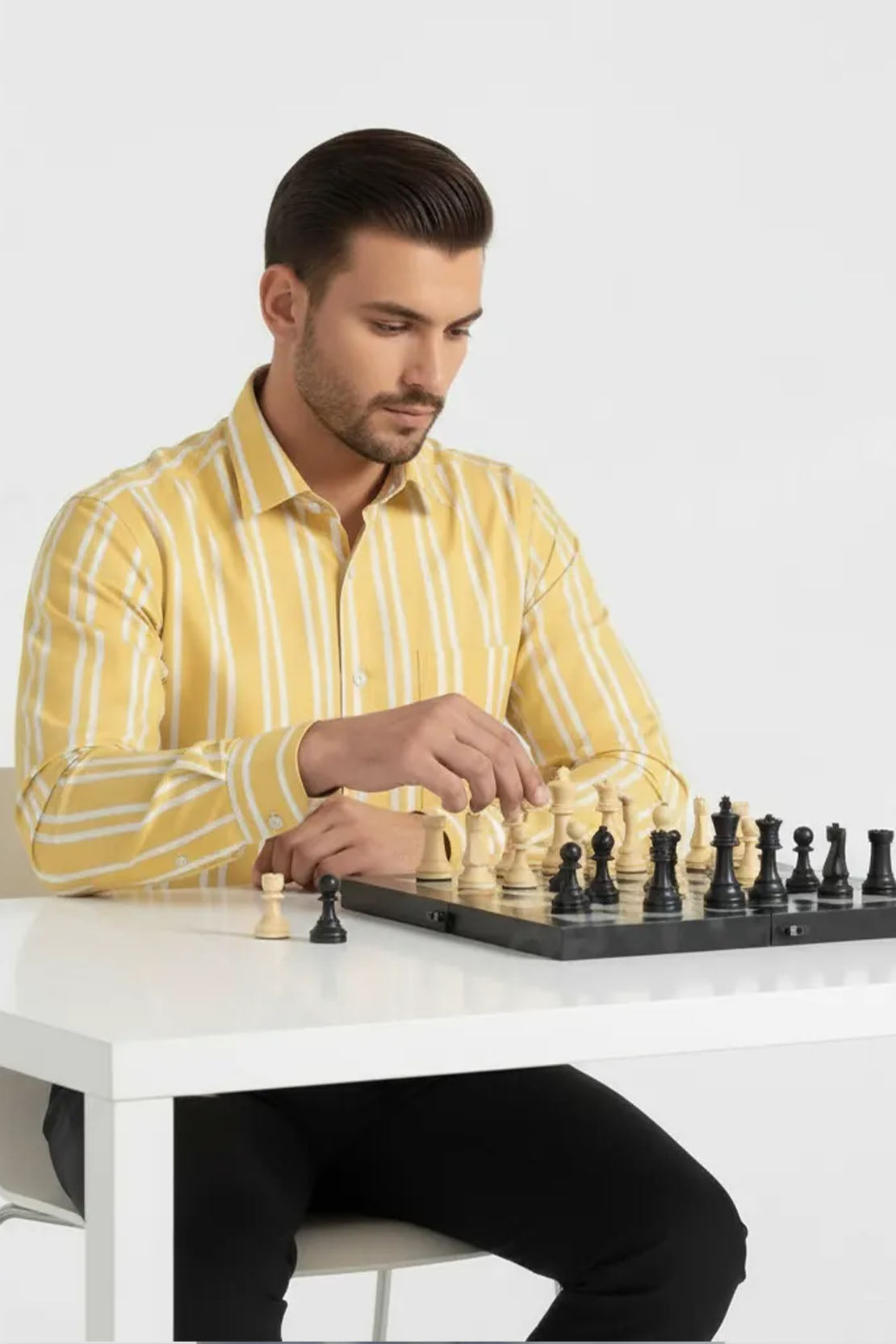 SUNLIT YELLOW STRIPE FORMAL SHIRT